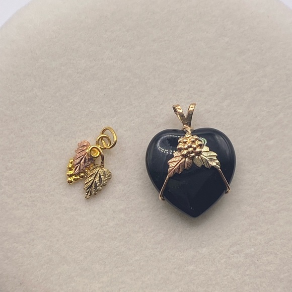 Jewelry - (SOLD) 10k two tone gold onyx pendants